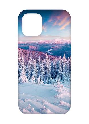 Чохол з бірюзовими боками на apple iphone 12/12 pro (6.1) :: зимові гори (принт 163)