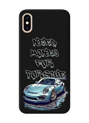 Матовый черный чехол на iphone xs max :: хочу порше (принт 385)