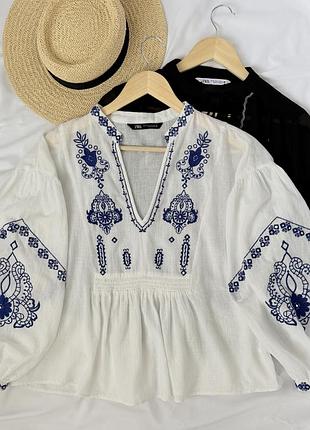 Блуза zara в вишивкою / сучасна вишиванка