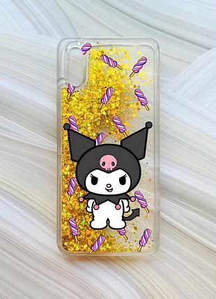 Чехол с плавающими блестками на xiaomi redmi 9a золотой куроми (принт 390)