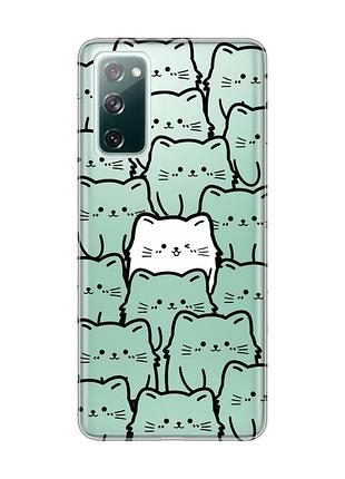 Прозрачный чехол на samsung galaxy s20 fe котики (принт 392)