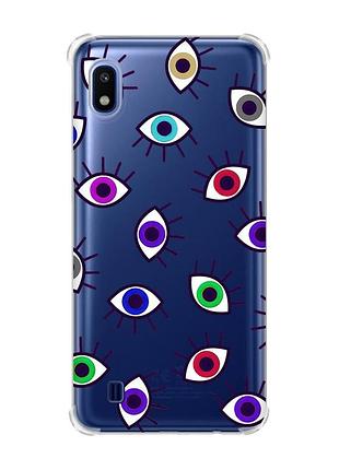 Чехол с утолщёнными углами для samsung galaxy a10 (2019)/a105 :: разноцветные глаза (принт 336)