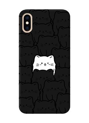 Матовий чорний чохол на iphone xs max котики (принт 392)