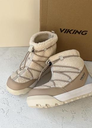 Милі та затишні зимові водонепроникні черевики viking expower flake warm wp sl, колір linen, р-р 39 eu (25,5 см)