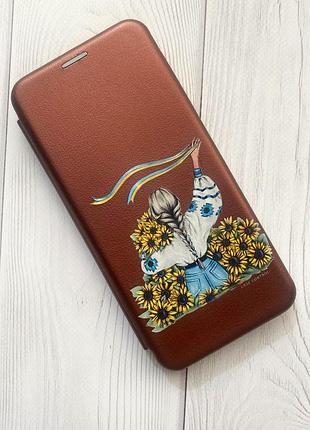 Чехол-книжка с рисунком для xiaomi redmi note 10 pro/10 pro max бордовый :: девушка с лентой (принт 25) 3