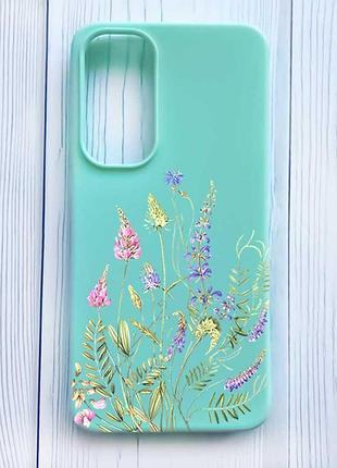 Матовий бірюзовий чохол на samsung galaxy s24 fe квіткова ідилія (принт 382)