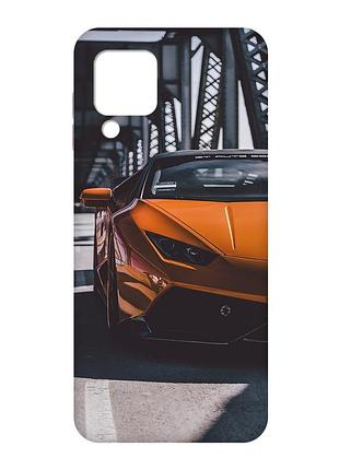 Матовый чехол с розовыми боками на samsung galaxy m32/a22/m22 4g :: авто оранжевое (принт 237)