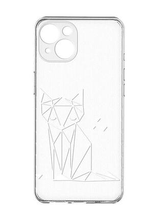 Прозорий чохол із захистом камер на iphone 15 :: лисиця (принт 127)