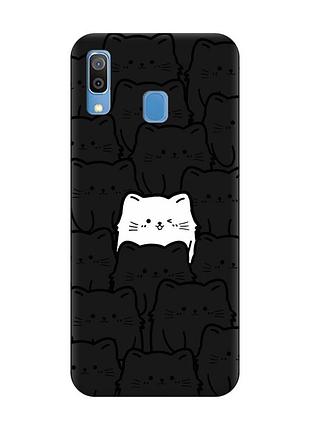 Матовий чорний чохол на samsung galaxy a30 (2019)/a20 (2019) котики (принт 392)