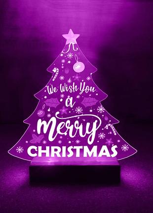 Новогодний ночник ёлка merry christmas (дизайн 36.2)