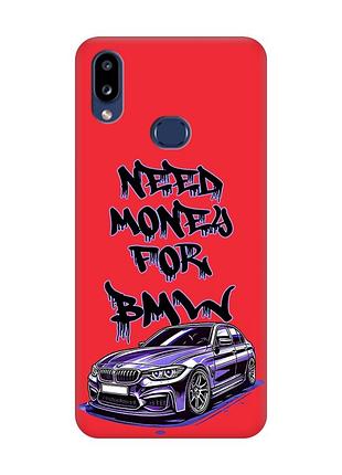 Матовый красный чехол на samsung galaxy a10s (a107) хочу бмв (принт 386)
