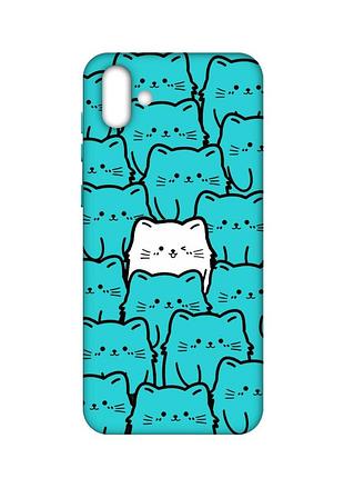 Матовий бірюзовий чохол на samsung galaxy a04 котики (принт 392)