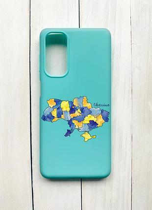 Матовий чохол на samsung galaxy m54 бірюзовий карта україни (принт 261)