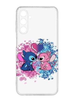 Прозорий чохол на samsung galaxy m14 стіч і ангел (принт 391)