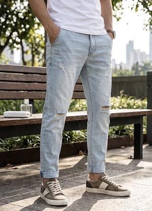 Світлі чоловічі джинси denim 1982 з потертостями | розмір w34 l34 | відмінний стан