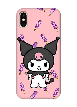 Матовый розовый чехол на iphone xs max куроми (принт 390)
