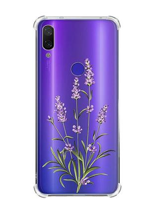 Чохол з потовщеними кутами на xiaomi redmi note 7/7 pro :: гілочки лаванди /принт 266/