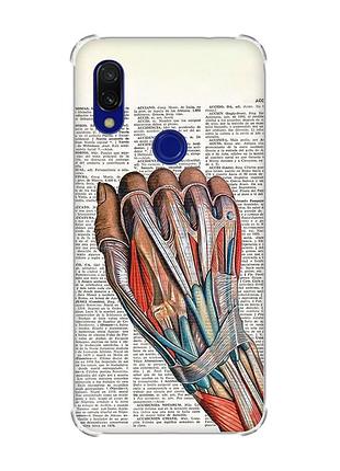 Чехол с утолщёнными углами на xiaomi redmi 7 :: анатомия руки /принт 298/