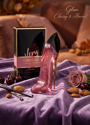 Very good girl glam парфуми 80 мл нові в слюді туфелька стійкі нішеві солодка дика вишня гіркий мигдаль бурбонська ваніль подарунок