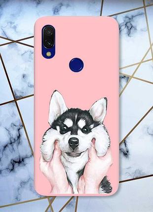 Матовий чохол з рожевими боками на xiaomi redmi 7 :: мордочка /принт 121/