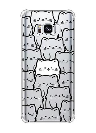 Чехол с утолщёнными углами на samsung galaxy s8 котики (принт 392)