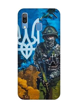 Матовый чехол с красными боками на samsung galaxy a30 (2019) / a20 (2019) :: защитник (патриотический принт