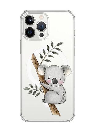 Магнитный чехол на iphone 15 pro с поддержкой magsafe :: коала (принт 132)