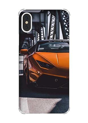 Чехол с утолщёнными углами на iphone x/xs :: авто оранжевое (принт 237)