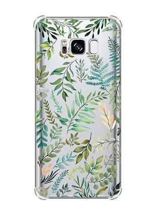 Чехол с утолщёнными углами на samsung galaxy s8 :: растительный фон (принт 377)