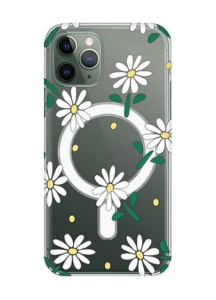 Магнитный чехол на iphone 12/12 pro с поддержкой magsafe :: ромашки (принт 368)