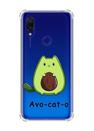 Чохол з потовщеними кутами на xiaomi redmi 7 :: котик авокадо /принт 306/
