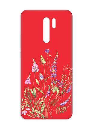 Матовый красный чехол на xiaomi redmi 9 :: цветочная идиллия (принт 382)