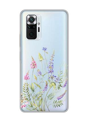 Прозрачный чехол для xiaomi redmi note 10 pro / 10 pro max :: цветочная идиллия (принт 382)