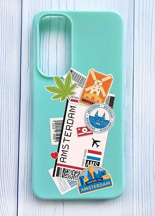 Матовый бирюзовый чехол на samsung galaxy s24 fe путешествия. амстердам (принт 327)