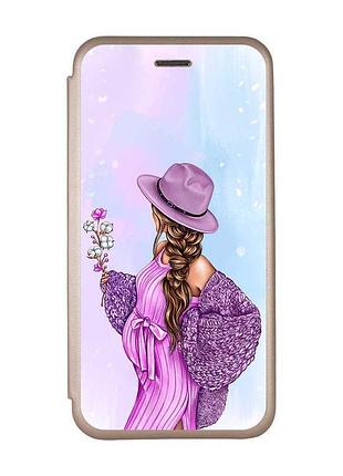 Чохол-книжка з малюнком для samsung galaxy a24 золотий :: в очікуванні дівчинки (принт 223)