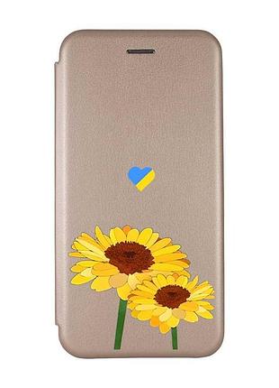 Чохол-книжка з малюнком для samsung galaxy a24 золотий :: жовті квіти (принт 364)