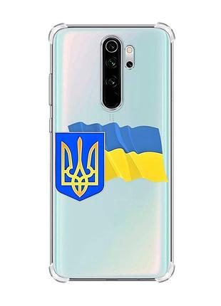 Чохол з потовщеними кутами на xiaomi redmi note 8 pro :: тризуб і прапор україни (принт 384)