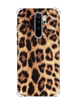 Чехол с утолщёнными углами на xiaomi redmi note 8 pro :: леопардовый дизайн (принт 383)