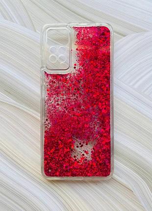 Чехол с плавающими блестками на xiaomi redmi note 11 pro розовый