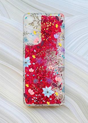 Чохол з плаваючими рожевими блискітками на samsung a15 (a155) / m15 квітковий фон (принт 267)