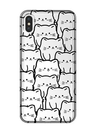 Прозрачный чехол на iphone xs max котики (принт 392)