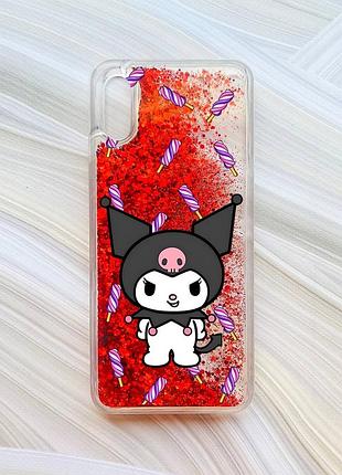 Чехол с плавающими блестками на xiaomi redmi 9a красный куроми (принт 390)