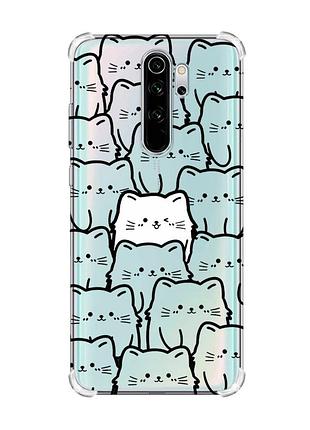 Чехол с утолщёнными углами на xiaomi redmi note 8 pro котики (принт 392)