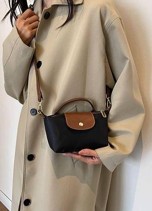 Сумка longchamp mini le pliage pouch, сумка мини лонгчамп, сумка через плече лонгчемп міні, longchamp bag black 2