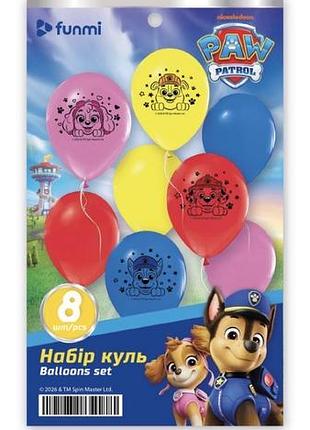 Набір з 8 повітряних кульок "paw patrol" 12"(30 см) тм "funmi"