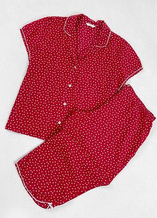 Червона піжама в горошок marks & spencer  100% бавовна  розмір 14/16 (42/44) l/xl