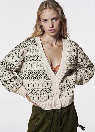 Стильний кардиган zara з графічним принтом, розмір 26s