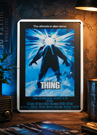 Металева вінтажна табличка щось the thing хорор постер 14х20 см