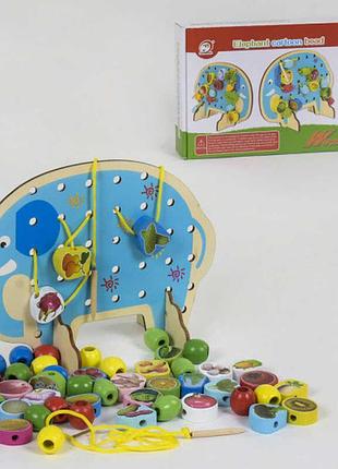 Игра-шнуровка «слон с фруктами»