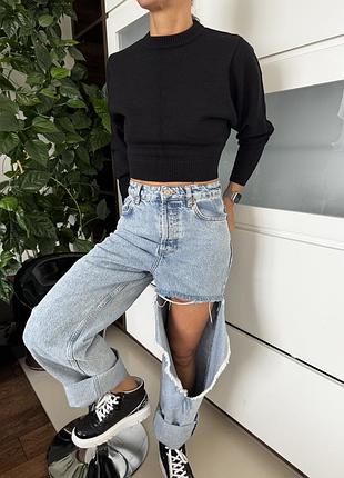 Вкорочений жіночий теплий светр zara еска
